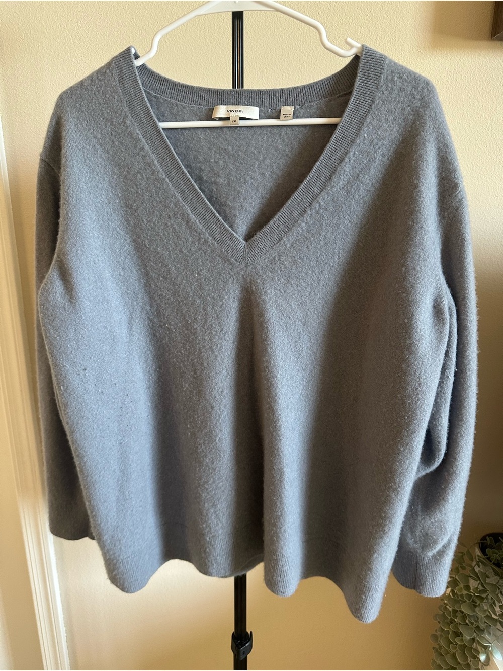 Vince Dusty Blue Cashmere V-Neck Sweater